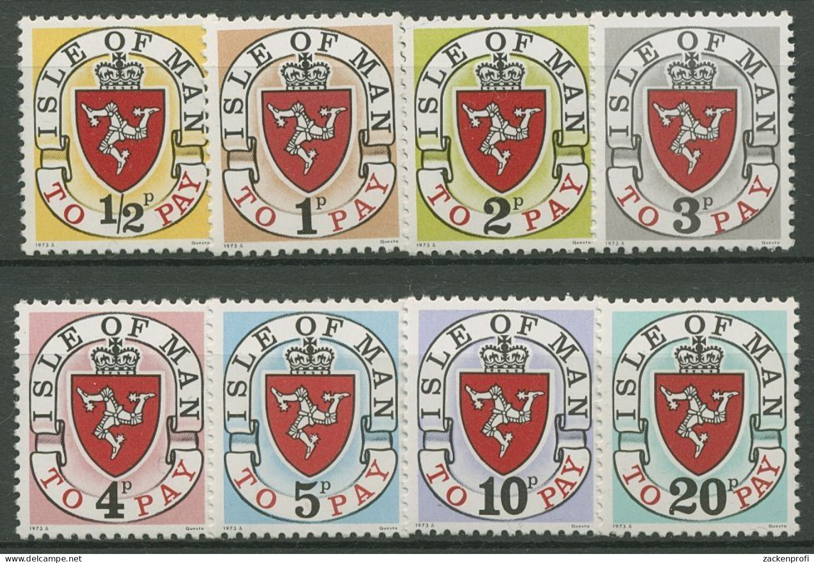 Isle Of Man Portomarken 1973 Landeswappen P 1/8 II. Postfrisch - Strafportzegels