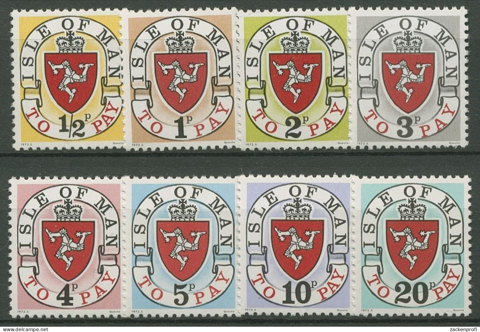 Isle Of Man Portomarken 1973 Landeswappen P 1/8 II. Postfrisch - Impuestos