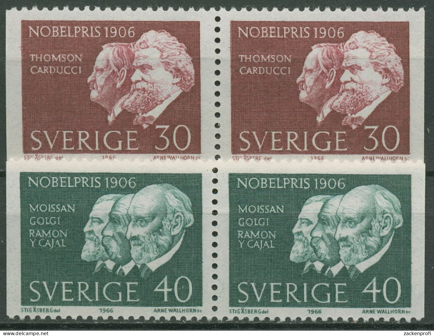 Schweden 1966 Nobelpreisträger 566/67 Dl/Dr Paare Postfrisch - Neufs