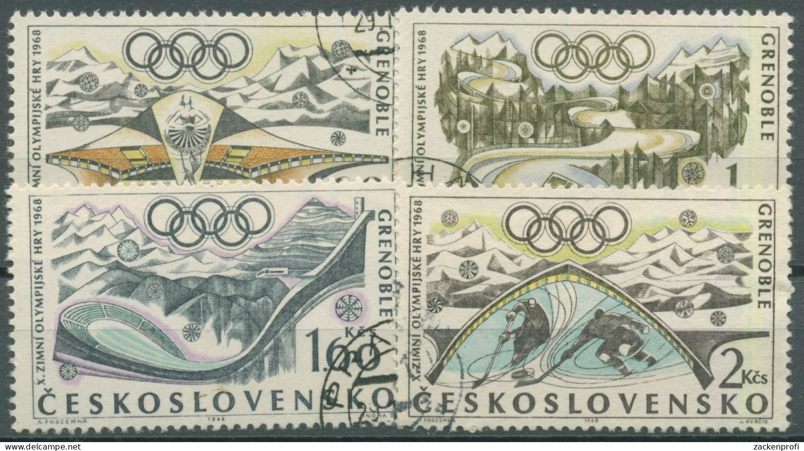 Tschechoslowakei 1968 Olympia Winterspiele Grenoble 1763/66 Gestempelt - Used Stamps