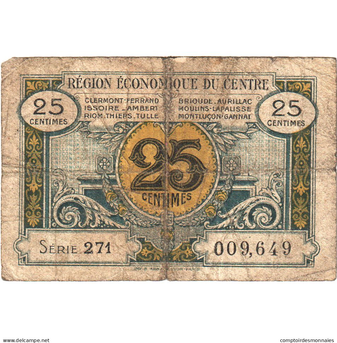 France, Région Centre, 25 Centimes, B, Pirot:40-1 - Bons & Nécessité