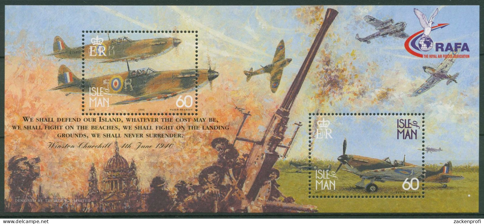 Isle Of Man 2000 Kriegsflugzeuge Block 40 Postfrisch (C63020) - Man (Insel)