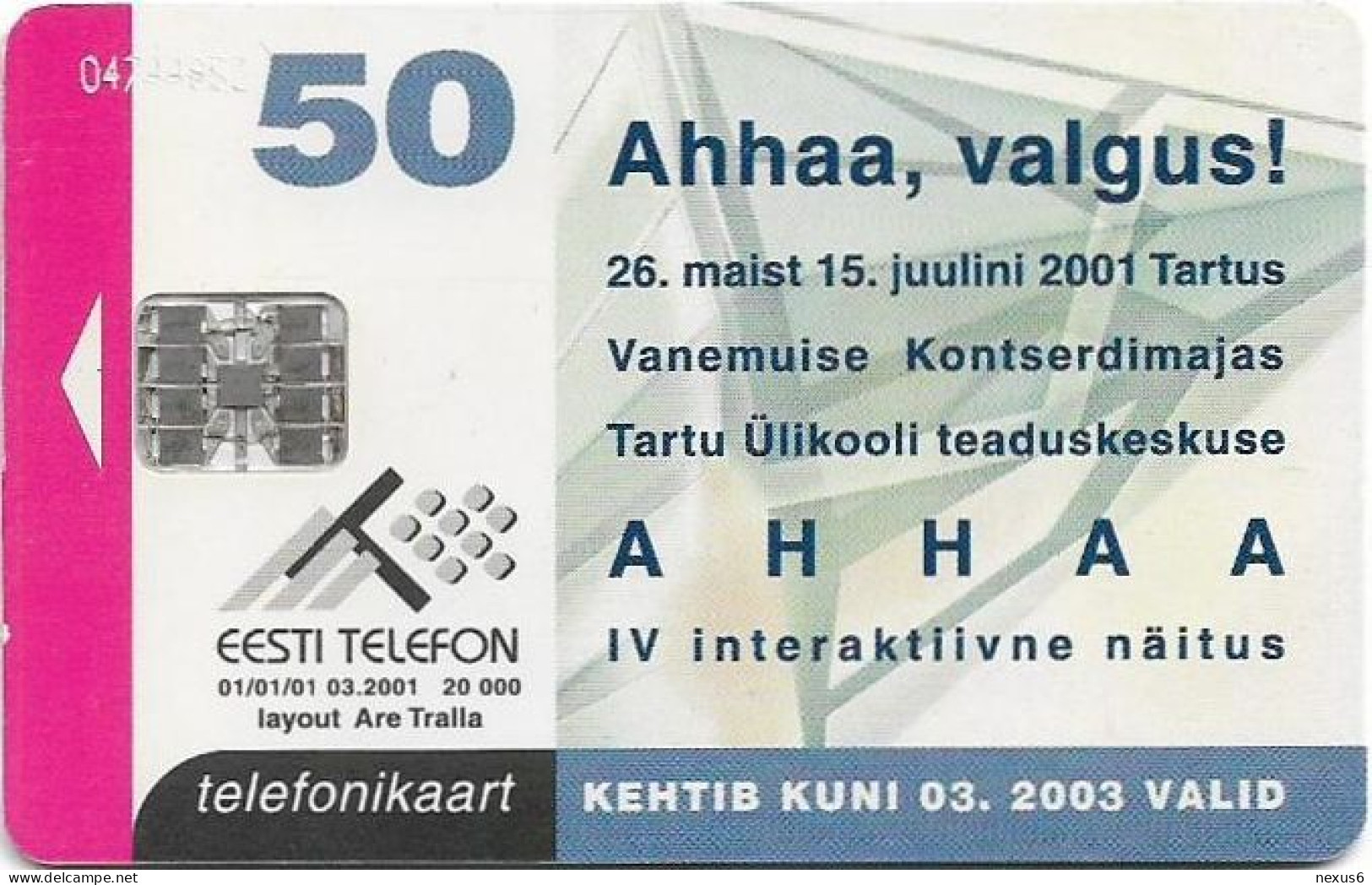 Estonia - Eesti Telefon - Ahhaa! - ET0145 - 03.2001, 50Kr, 20.000ex, Used - Estland