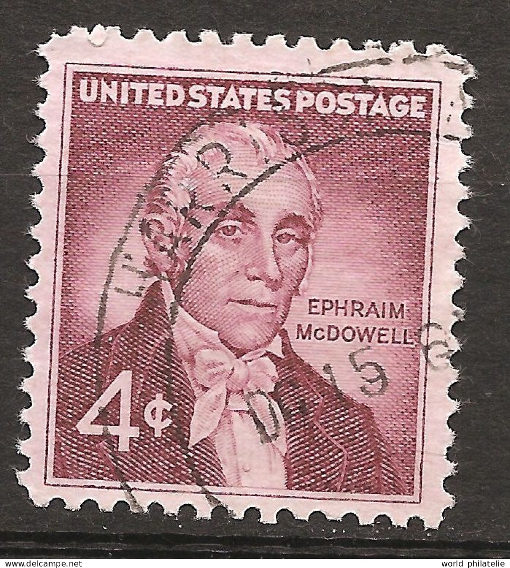 Etats-Unis D'Amérique USA 1959 N° 677 O Médecin, Chirurgie, Opération, Abdomen, Ephraim McDowell, Ovaires, Tumeur Utérus - Gebraucht