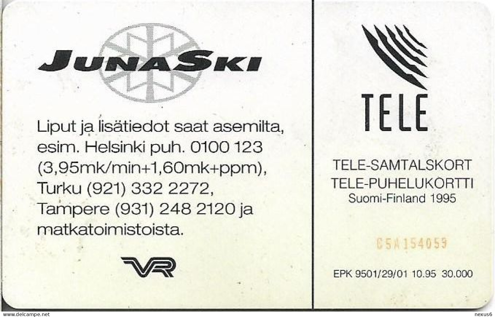 Finland - Sonera (Chip) - D Series - Juna Ski, 10.1995, 30Mk, 30.000ex, Used - Finnland
