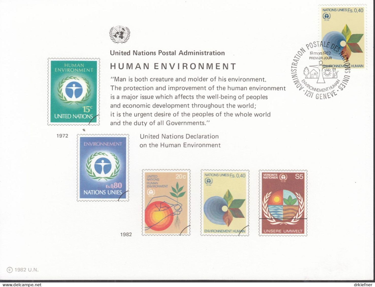 UNO NEW YORK  Erinnerungskarte 21, G-FDC, Umweltschutz, 1982 - Lettres & Documents