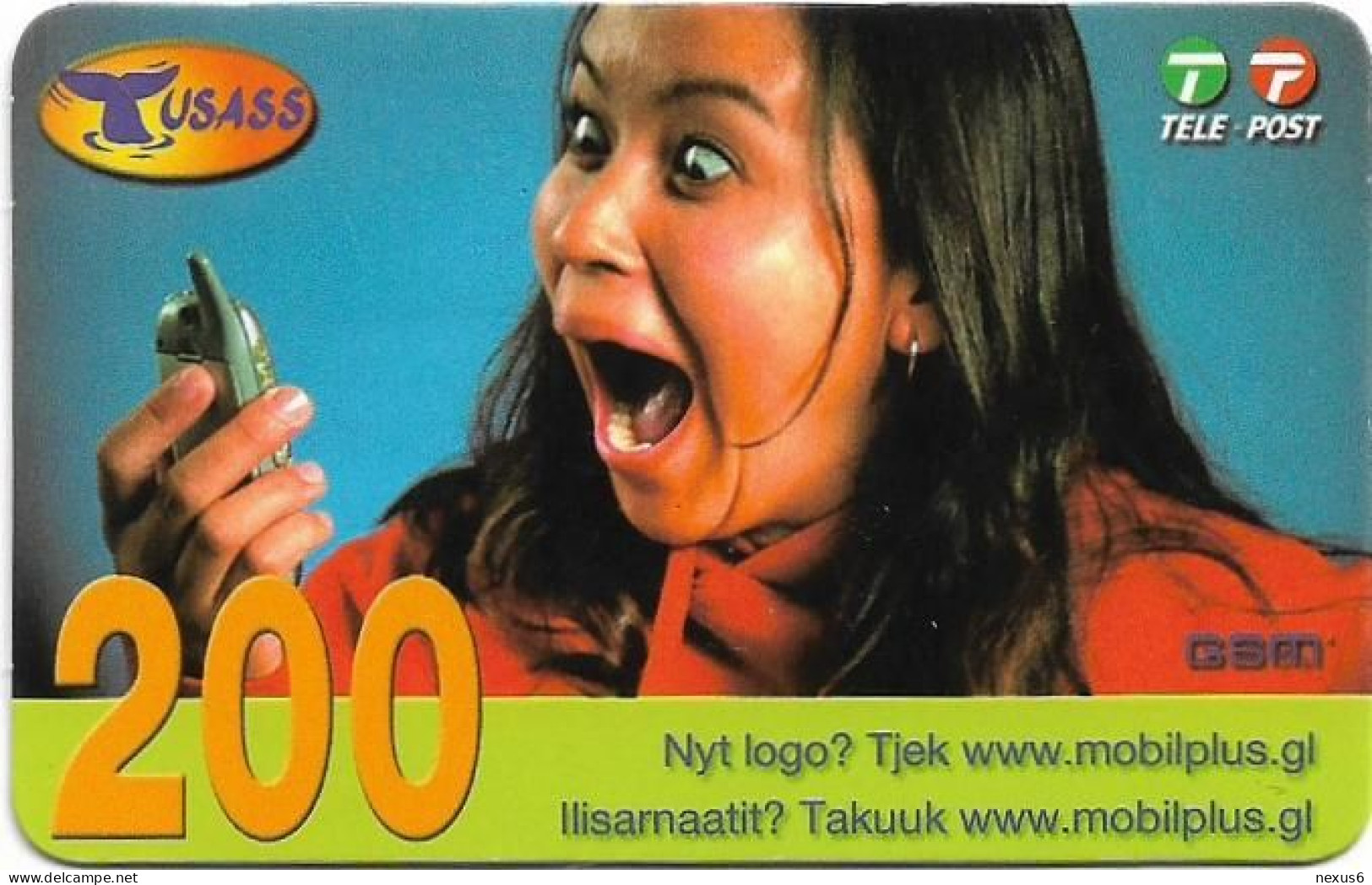 Greenland - Tusass - Girl With Mobile, GSM Refill, 200kr. Exp. 21.04.2007, Used - Grönland