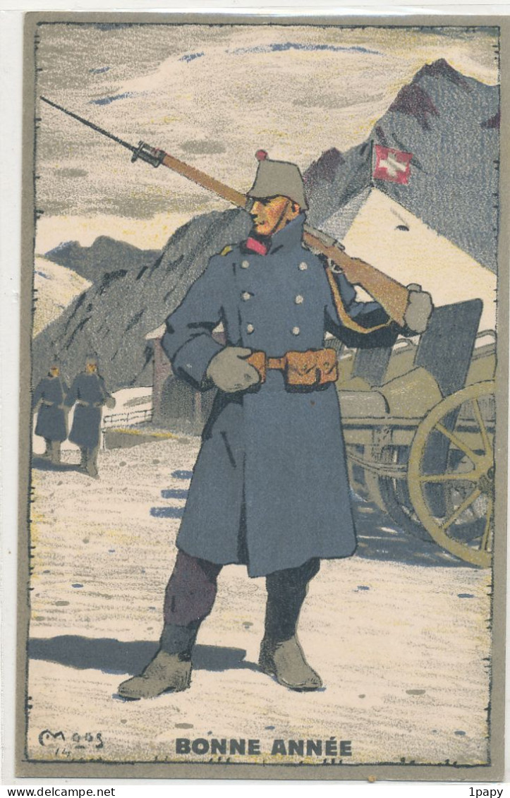 Illustrateur Hiver  Moos  - Bonne Année  Militaria Suisse - Moos, Carl