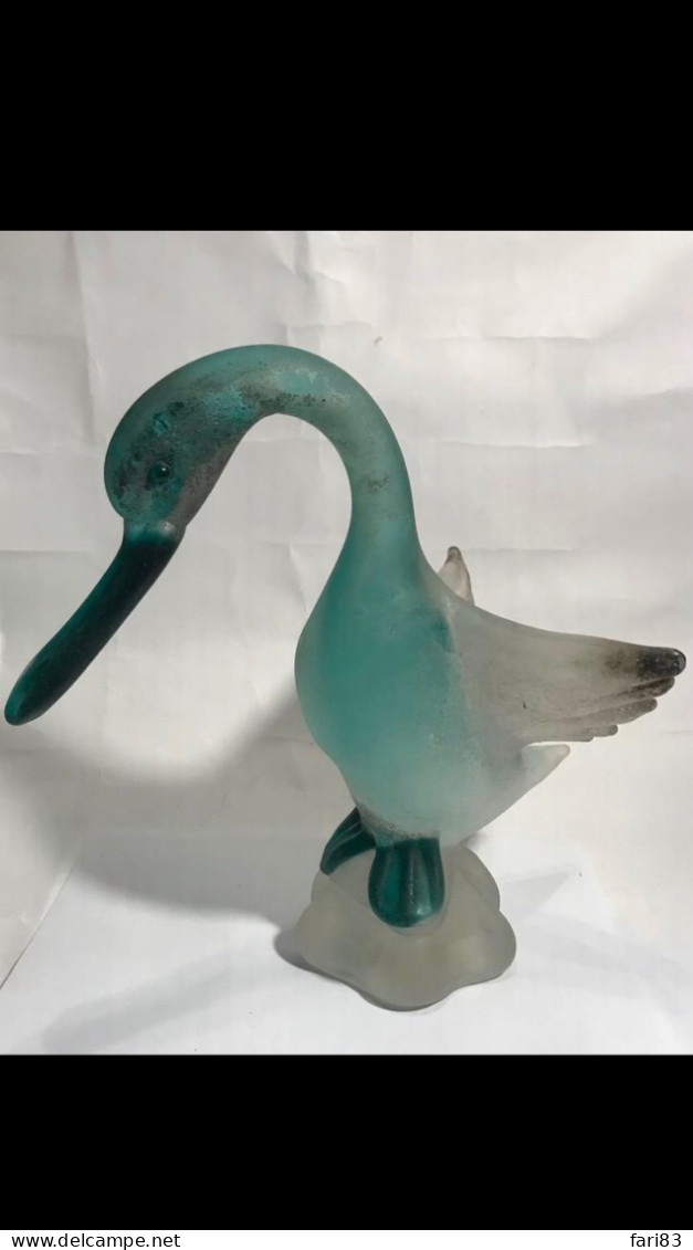 Cenedese - Murano Glass Swan (Venice) - Scavo (antiqued Look) - Vidrio & Cristal