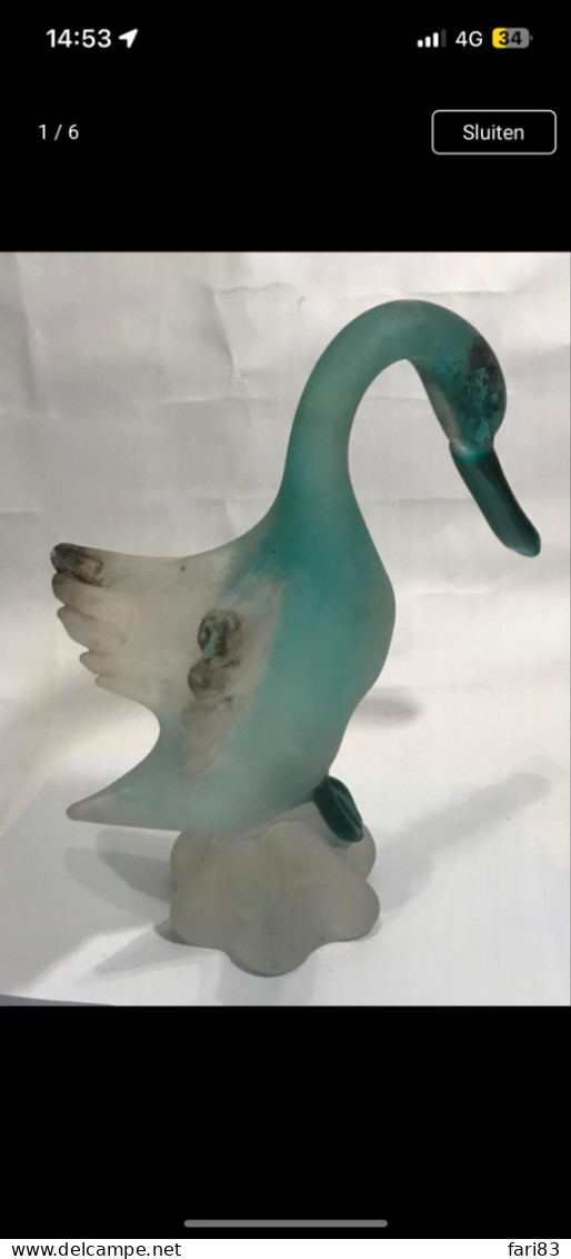 Cenedese - Murano Glass Swan (Venice) - Scavo (antiqued Look) - Vetro & Cristallo