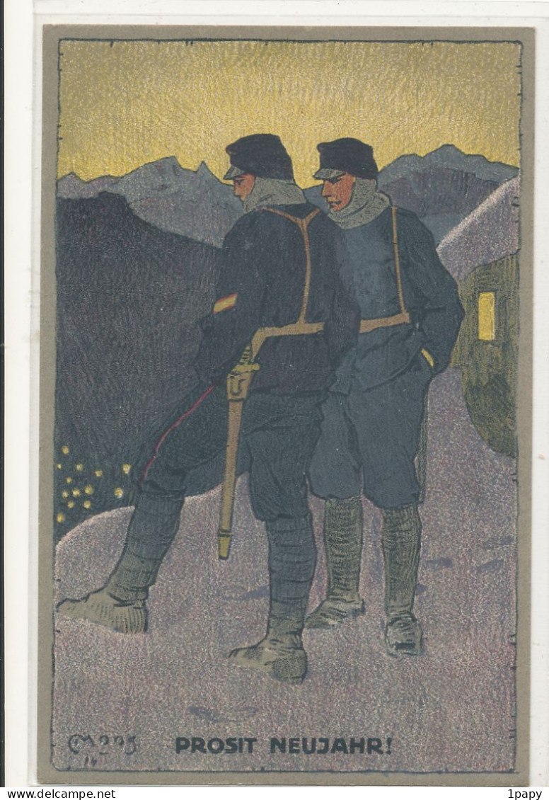 Illustrateur Hiver  Moos  - Prosit Neujahr   Militaria Suisse Batterie De Campagne 18 - Moos, Carl