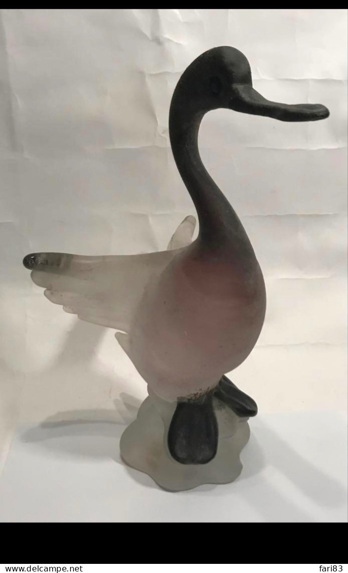 Cenedese - Murano Glass Swan (Venice) - Scavo (antiqued Look) - Vidrio & Cristal