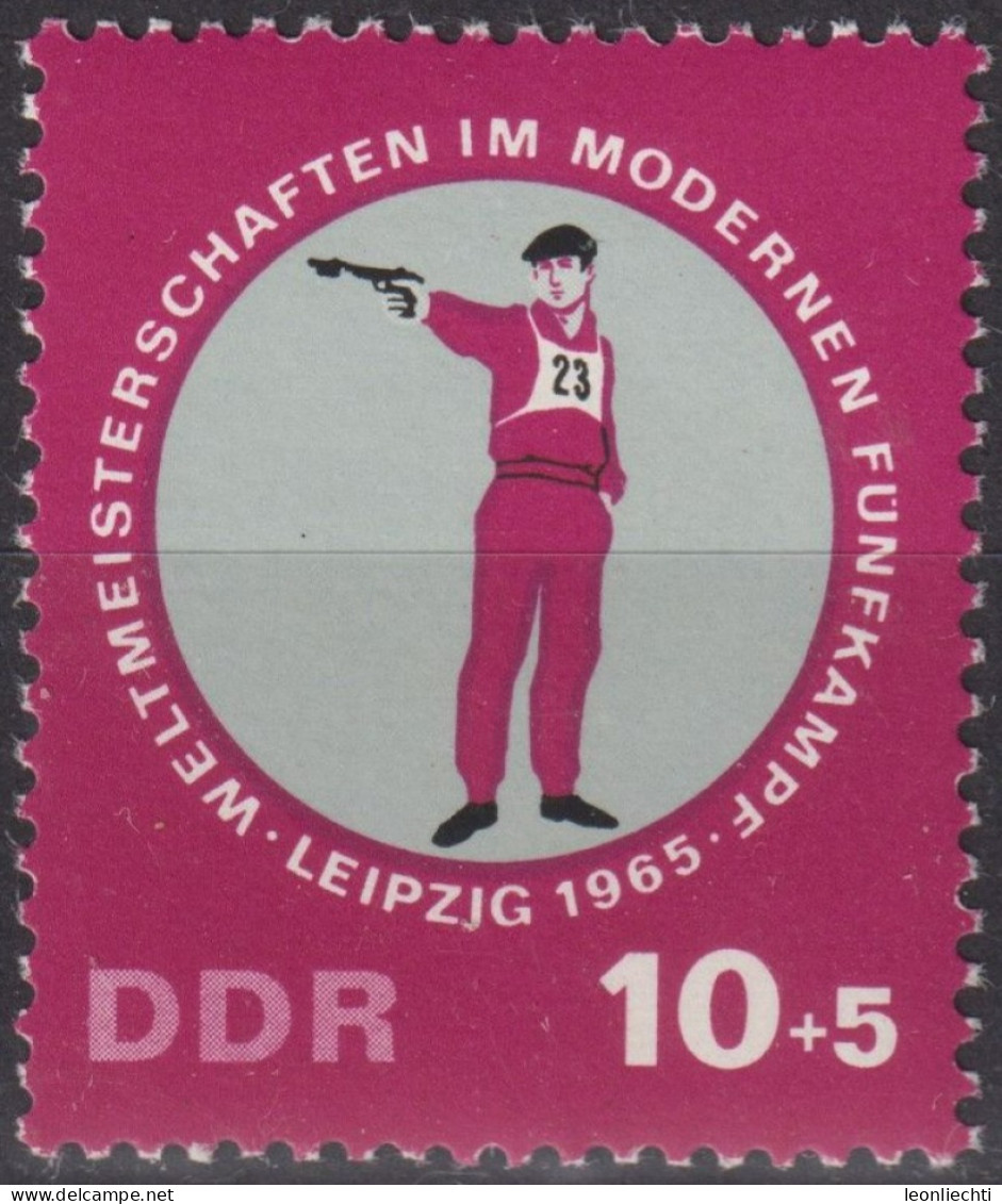 1965 DDR, ** Mi:DD 1135 Yt:DD 837, Pistolenschiessen, Weltmeisterschaft Im Modernen Fünfkampf, Leipzig - Shooting (Weapons)