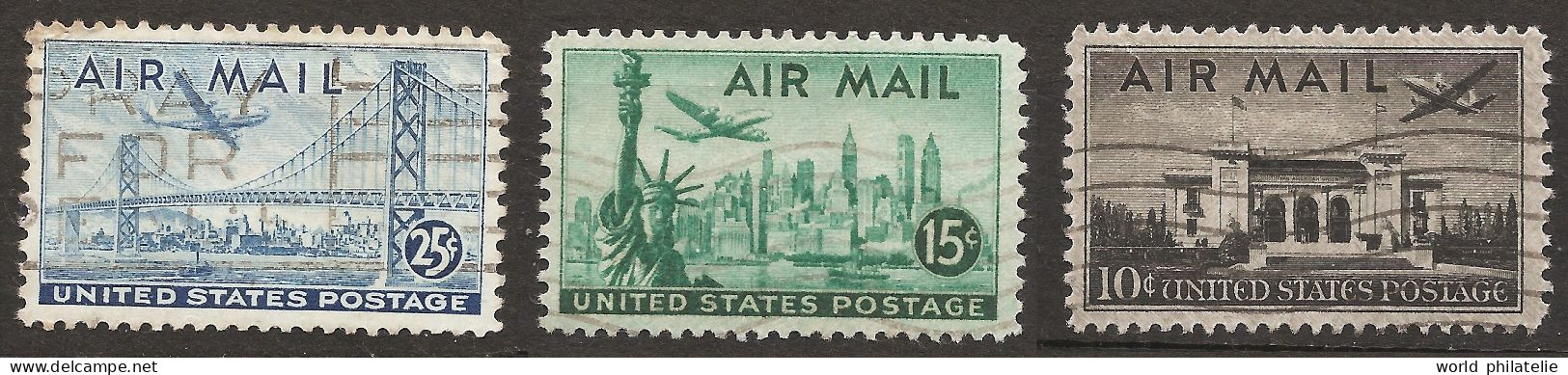 Etats-Unis D'Amérique USA 1947 N° PA 36 / 8 O Avion, New York, Douglas, Pont, San Francisco, Washington, Palais, Liberté - Gebraucht