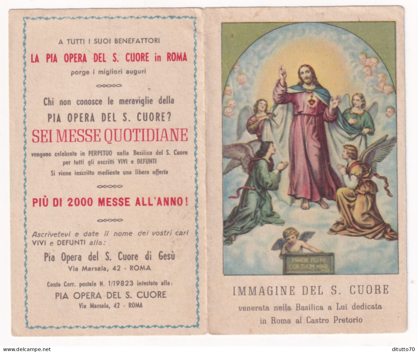 Calendarietto - Immagine Del S.cuore Venerata Nella Basilica A Lui Dedicata In Roma Al Castro Pretorio - Anno 1947 - Kleinformat : 1941-60