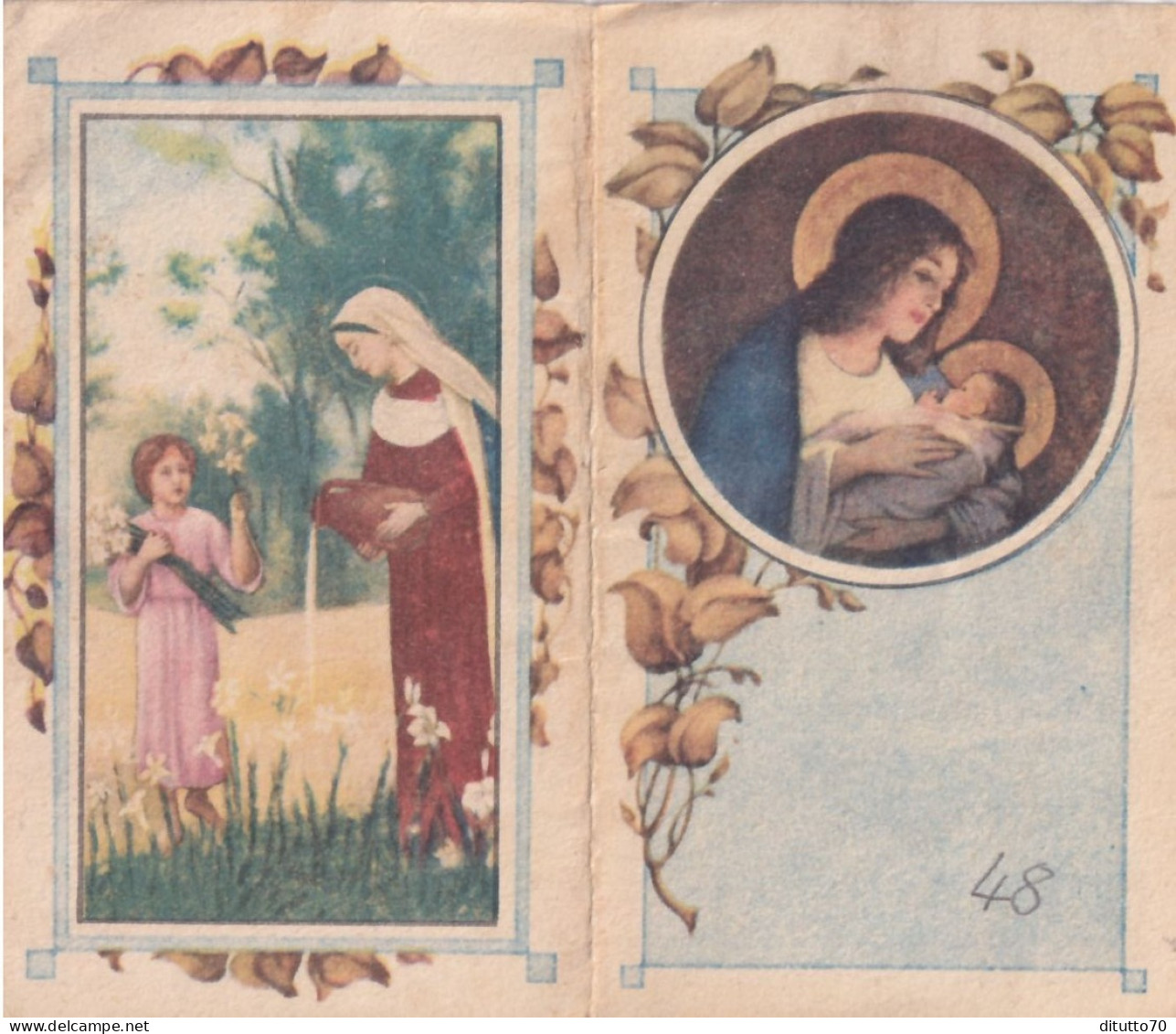 Calendarietto - Madonna Col Bambino - Anno 1948 - Formato Piccolo : 1941-60