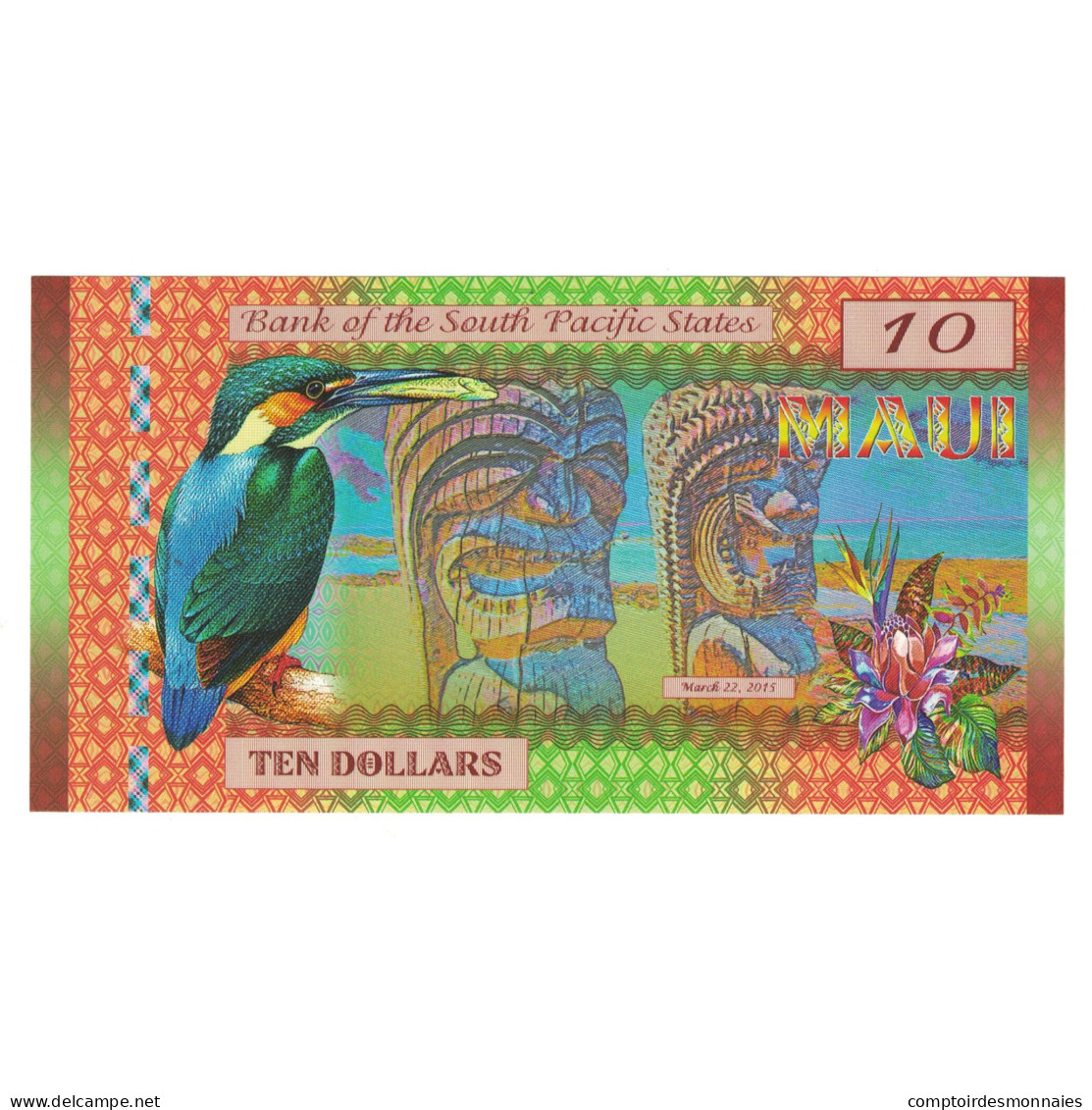 Billet, États-Unis, 10 Dollars, 2015, 2015-03-22, MAUI PACIFIC STATES, NEUF - Te Identificeren