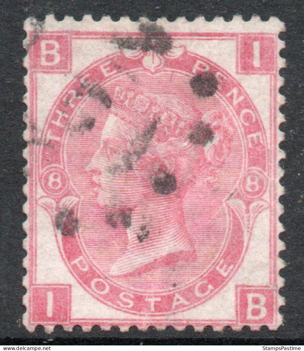 REINO UNIDO – GREAT BRITAIN Sello Usado De 3 P. REINA VICTORIA Plancha 8 Años 1867-69 – Valorizado En Catálogo U$S 62.50 - Used Stamps