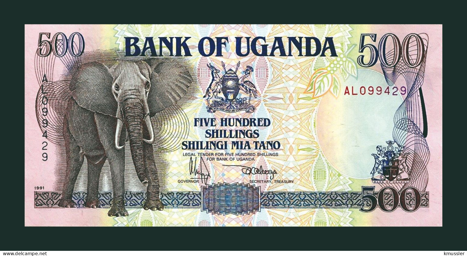 # # # Banknote Uganda 500 Shillings 1991 (P-33) UNC # # # - Oeganda