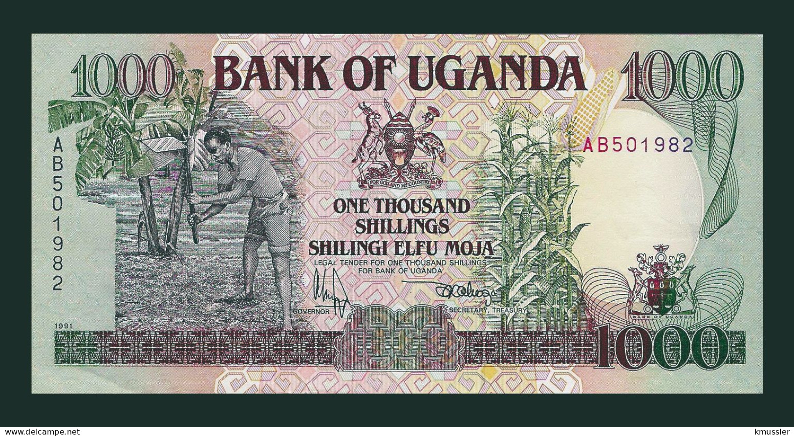 # # # Banknote Uganda 1.000 Shillings 1991 (P-34) UNC # # # - Ouganda