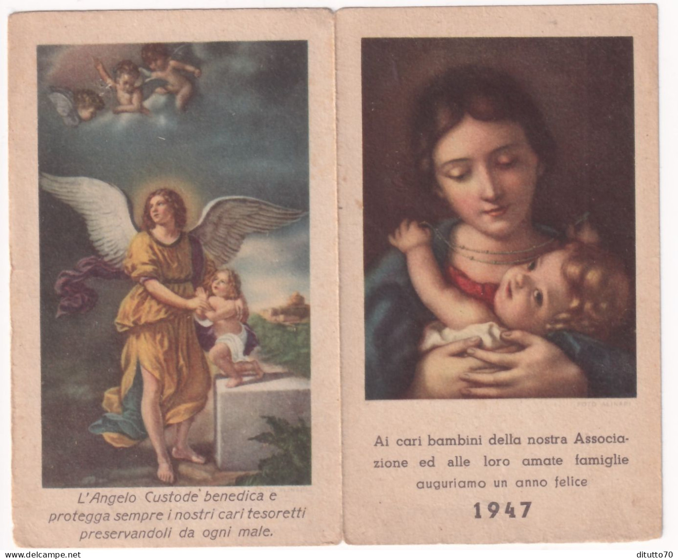 Calendarietto - Pia Associazione Angeli Custodi - Bologna - Anno 1947 - Petit Format : 1941-60