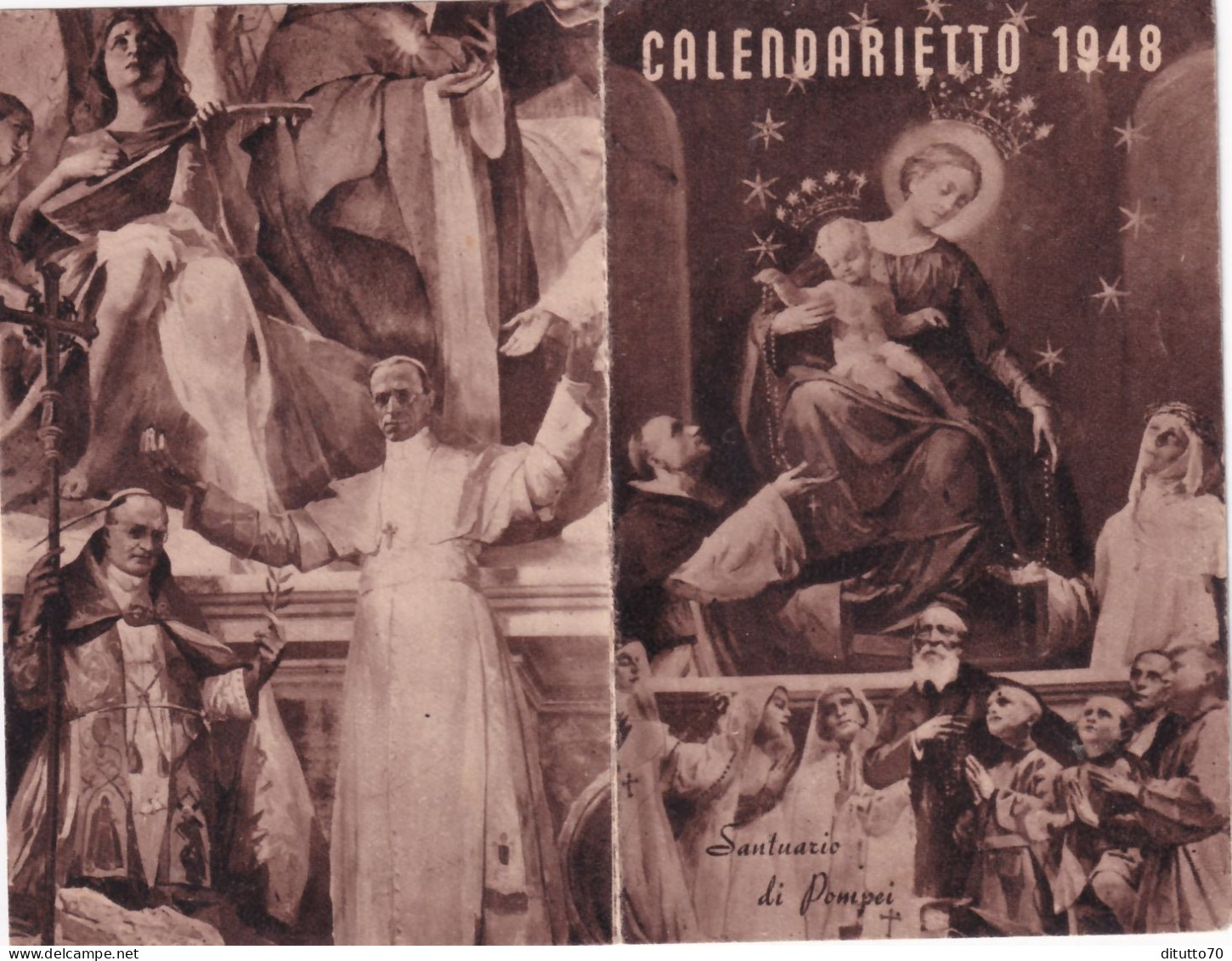 Calendarietto - Santuario  Di   Pompei -  Anno  1948 - Petit Format : 1941-60