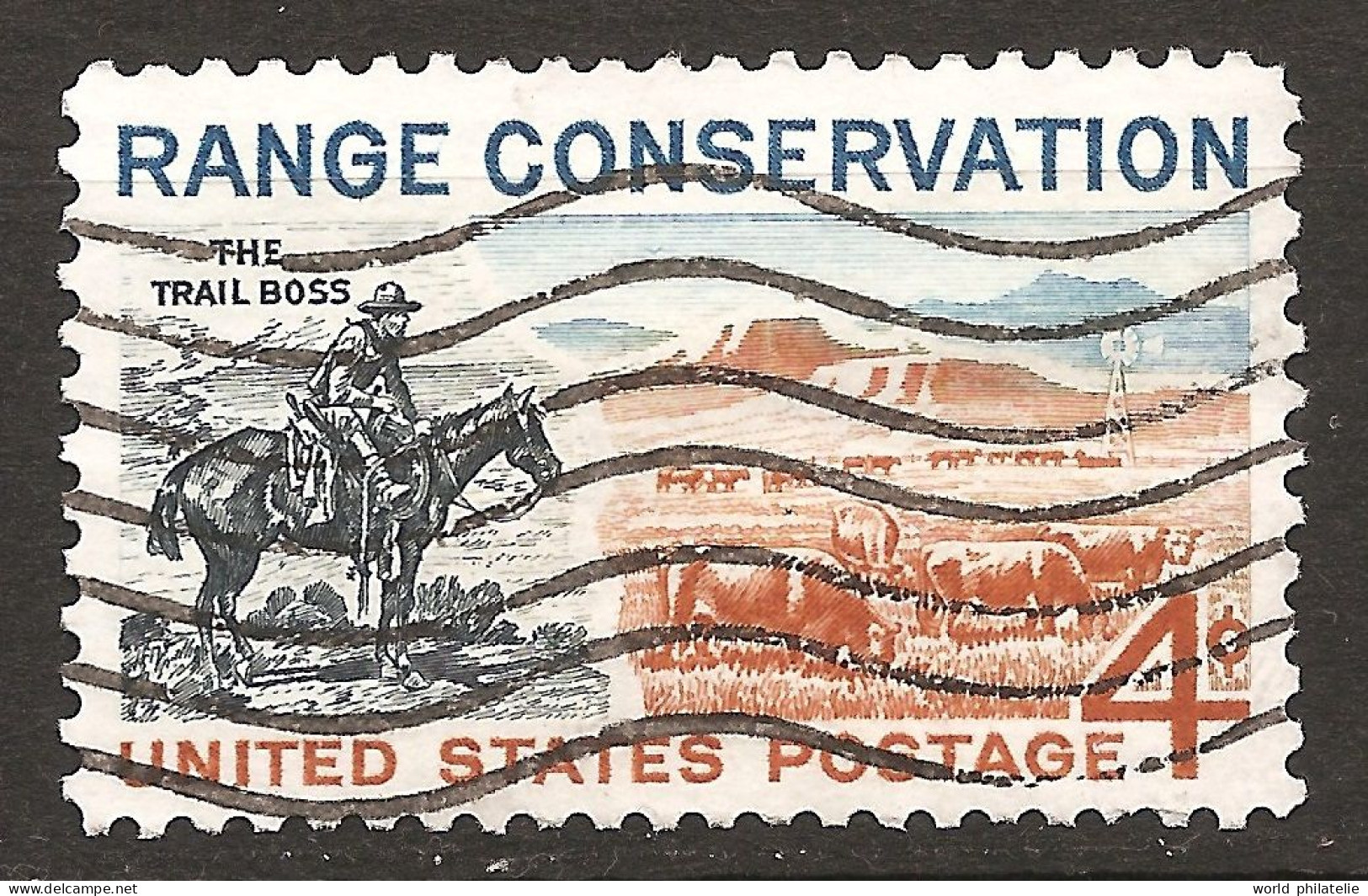 Etats-Unis D'Amérique USA 1961 N° 711 O Cheval, Préservation Des Pâturages, The Trail Boss, Troupeau, Vaches, Cowboy - Gebruikt