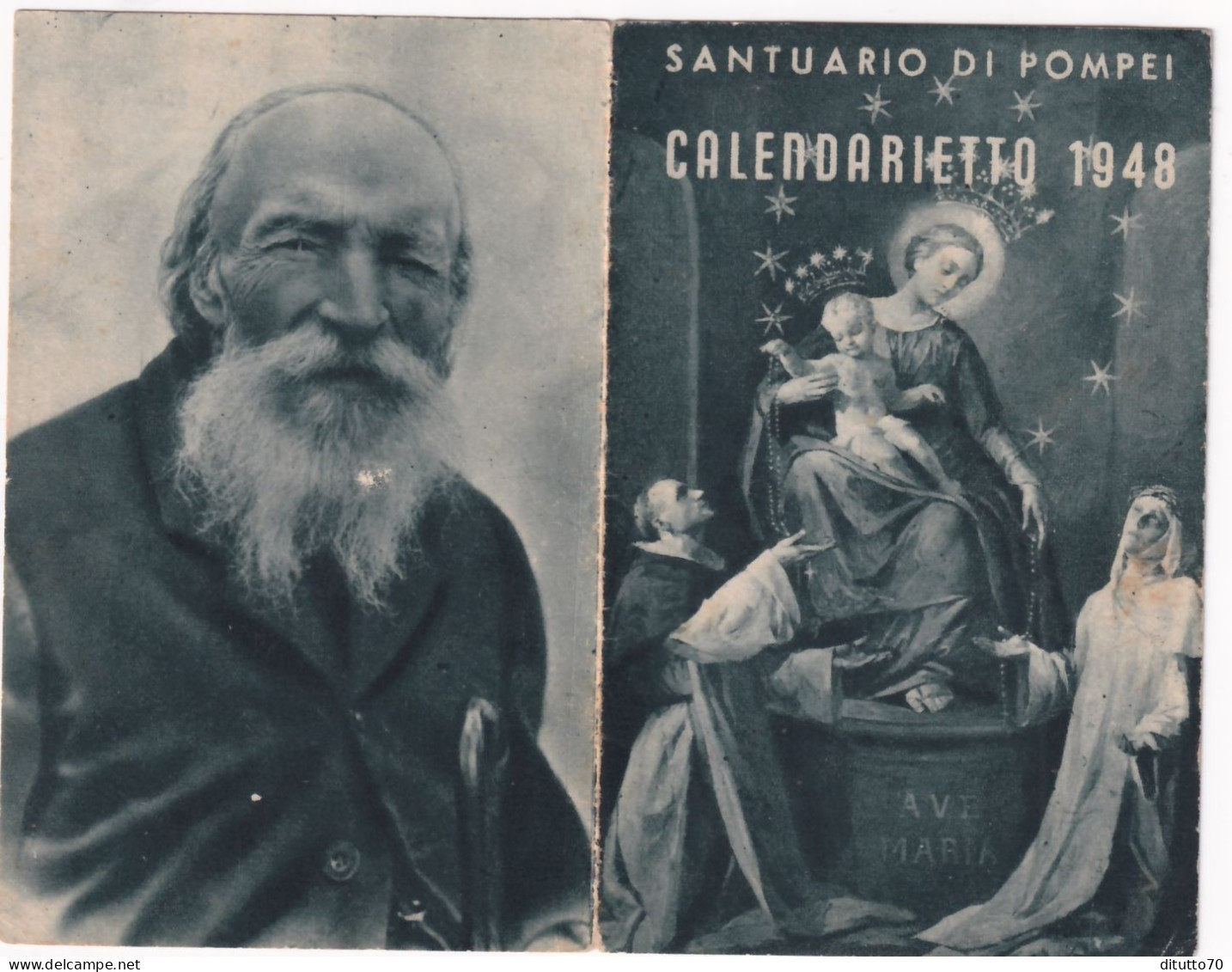 Calendarietto - Santuario  Di   Pompei -  Anno  1948 - Petit Format : 1941-60