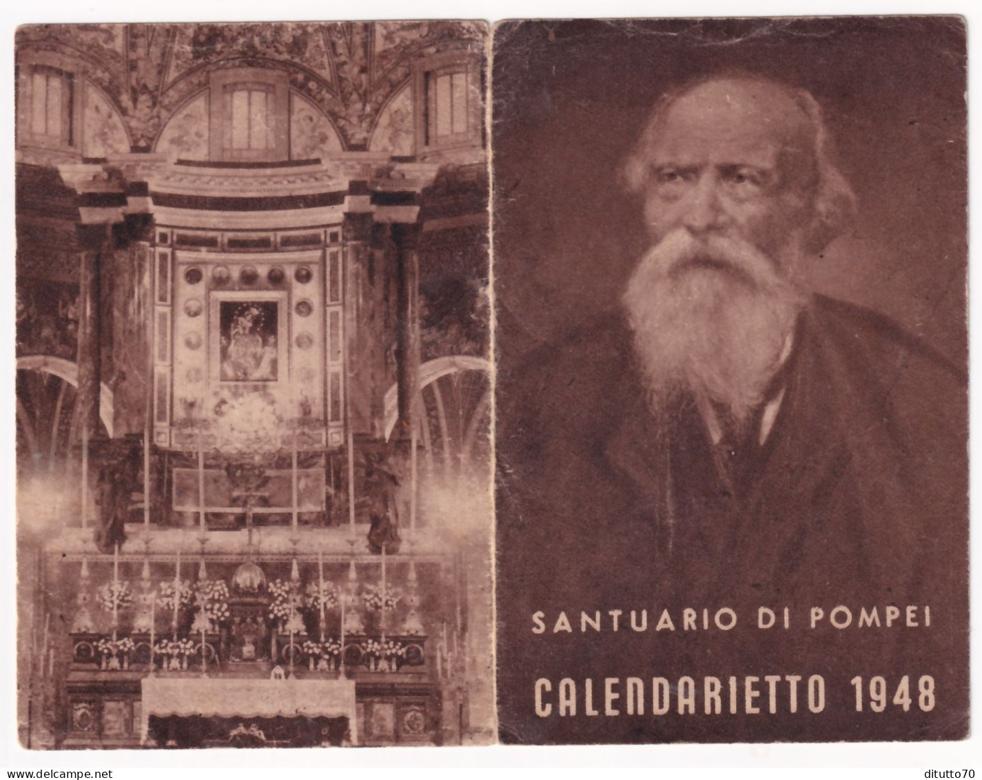 Calendarietto - Santuario  Di   Pompei -  Anno  1948 - Kleinformat : 1941-60