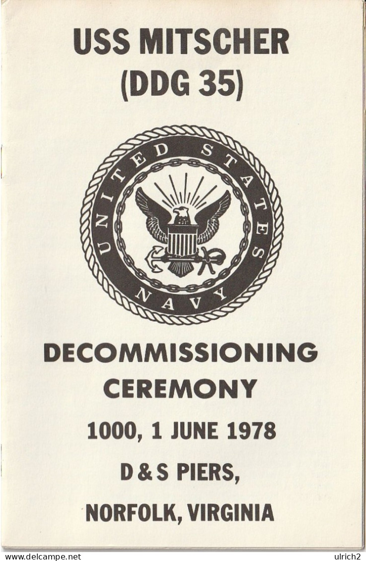 USS Mitscher (DDG 35) Decommissioning Ceremony 1978 - Broschüre 16 S. -  (68088) - US-Force