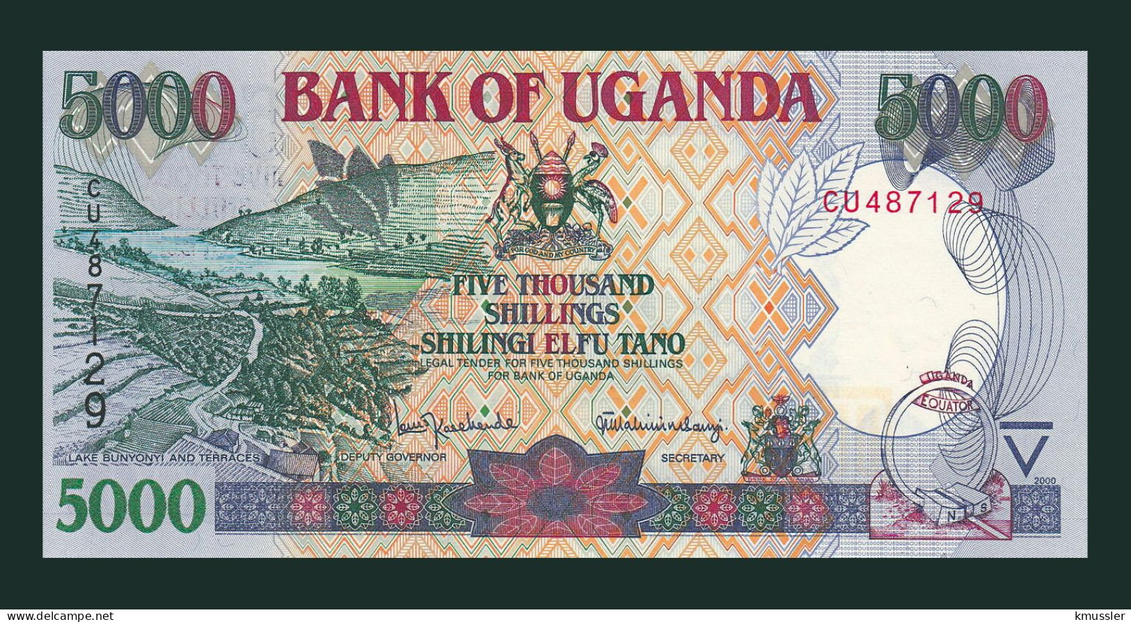 # # # Banknote Uganda 5.000 Shillings 2009 (P-44) UNC # # # - Ouganda