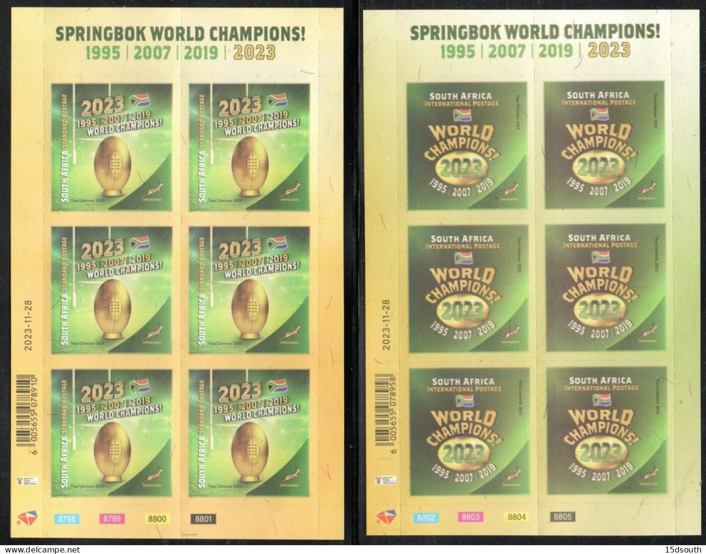 South Africa - 2023 Rugby World Cup Champions Sheet Set (**) - Rugby