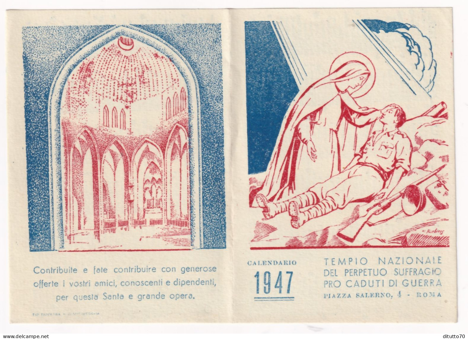 Calendarietto - Santuario  Di   Pompei -  Anno  1948 - Petit Format : 1941-60