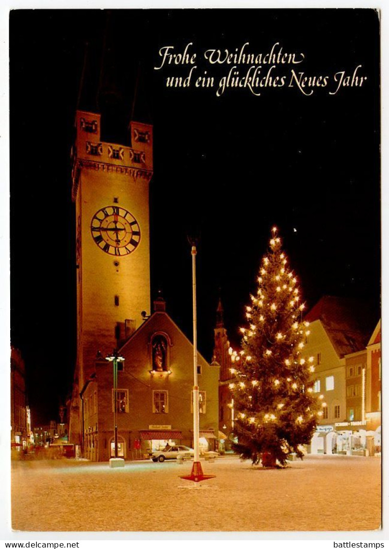 Germany 1998 Postcard Straubing Im Weihnachtsschmuck; Slogan Cancel; 100pf. Elisabeth Schwarzhaupt Stamp - Straubing