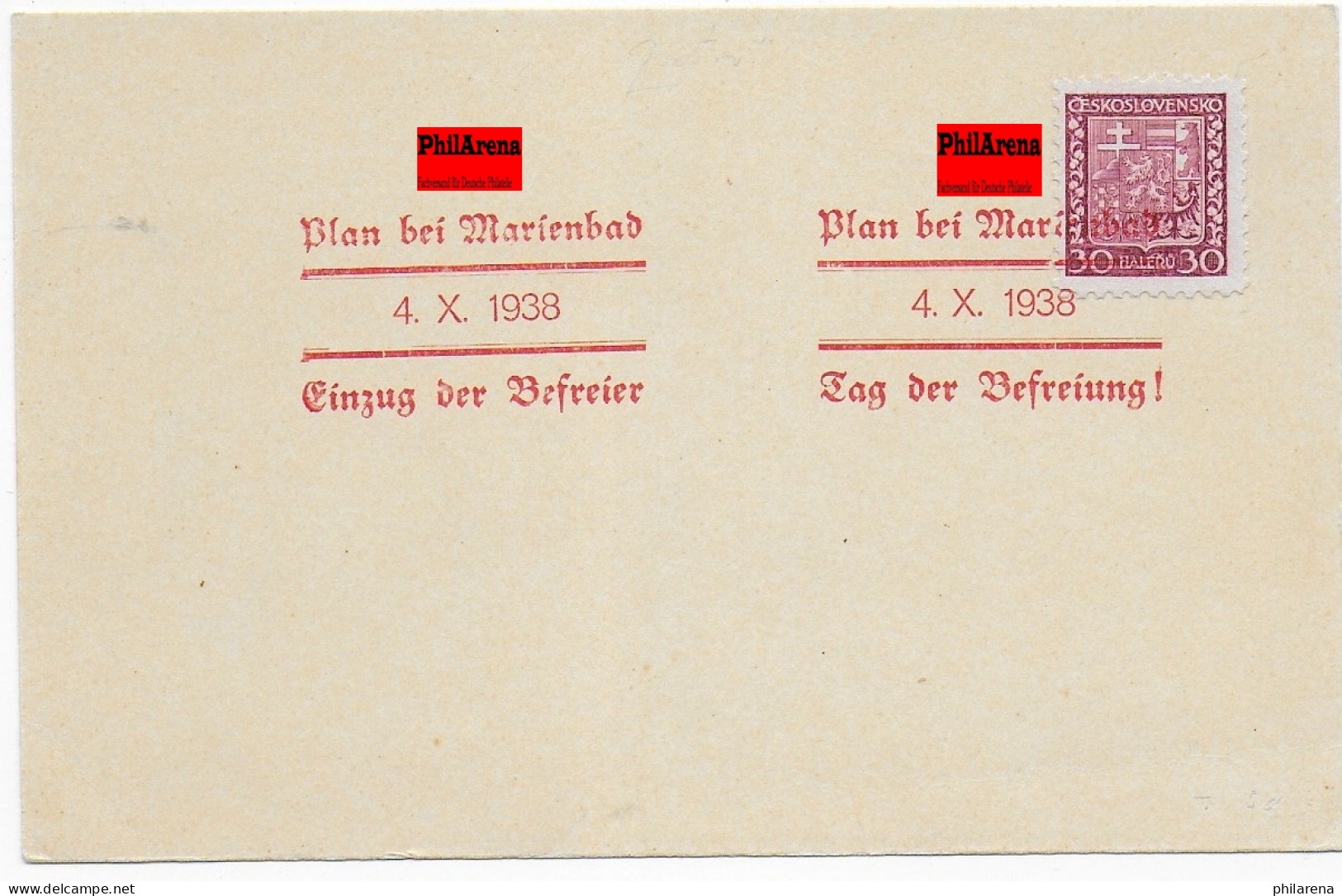 Sonderstempel Auf Karte: Plan Bei Marienbad, 1938 - Sudetenland