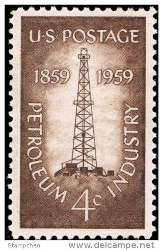 1959 USA Petroleum Industry 100th Anniv. Stamp Sc#1134 Oil Derrick Mineral - Natuur