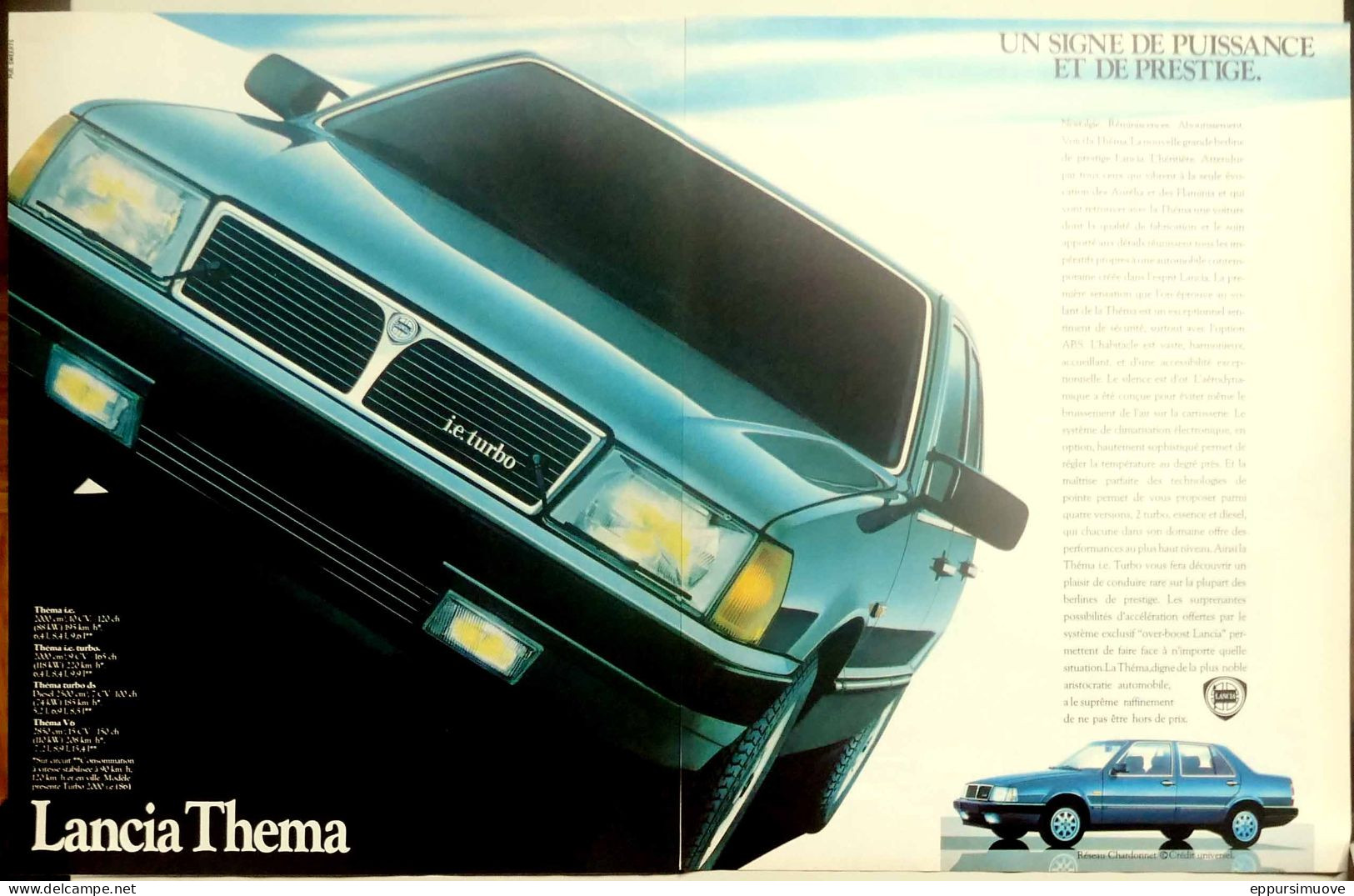 Publicité Papier  VOITURE LANCIA THEMA Septembre 1985 AMSJU - 2 Pages - Publicités