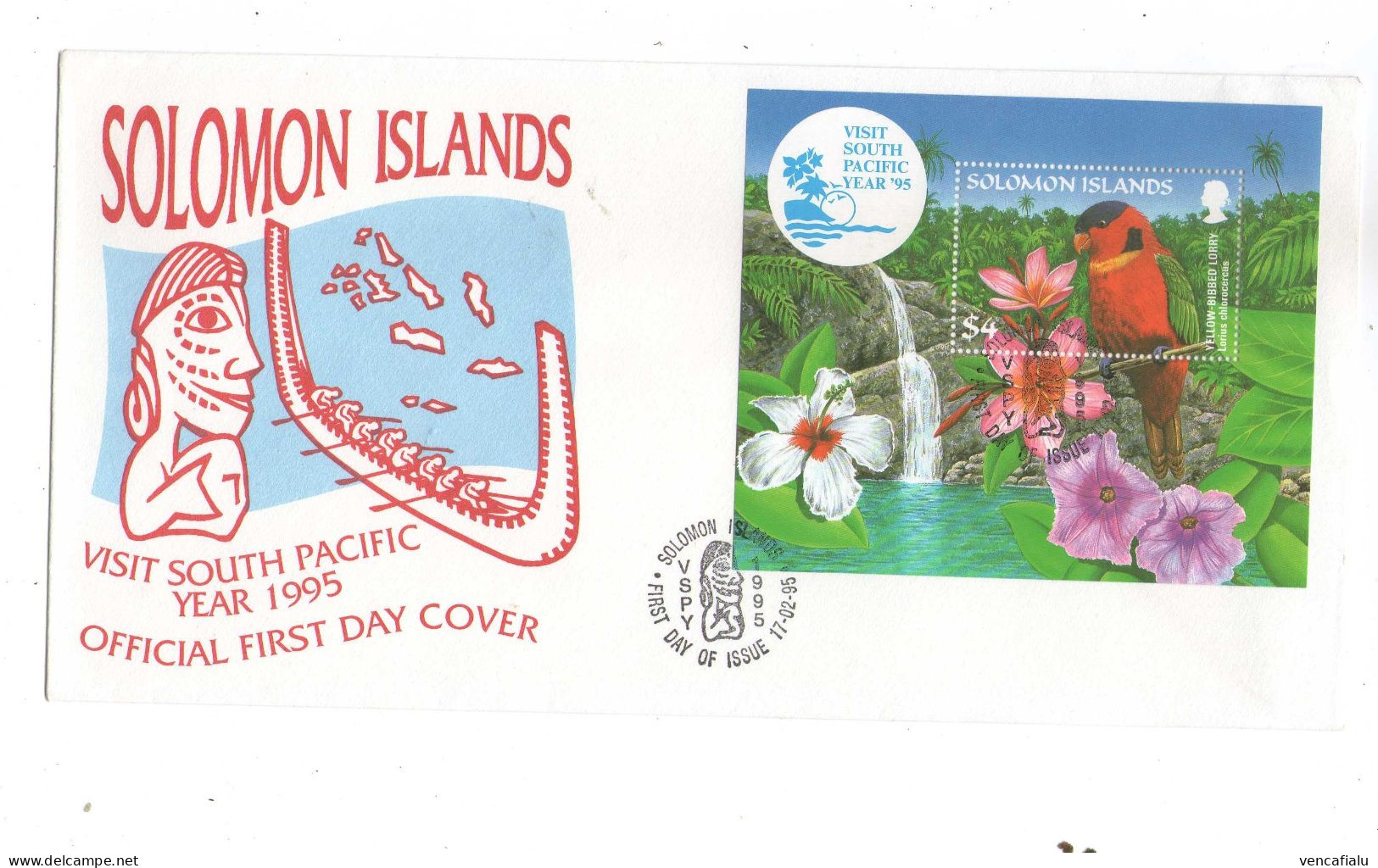 Salomon 1995 - Parrot And Orchids,  FDC With S/S - Perroquets & Tropicaux