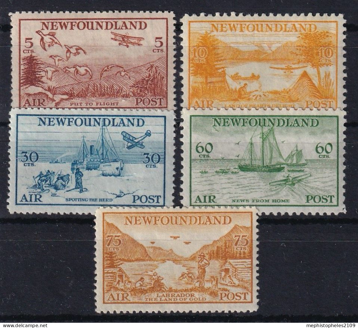 NEWFOUNDLAND 1933 - MNH - Sc# C13-C17 - Air Mail - 1908-1947