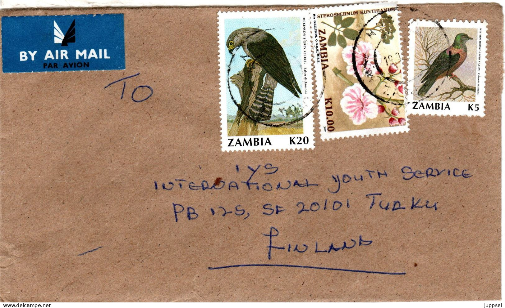 ZAMBIA, Letter, Dickinson`s Grey Kestrel  /  ZAMBIE, Lettre, Faucon, Falco Dickinsoni - Águilas & Aves De Presa