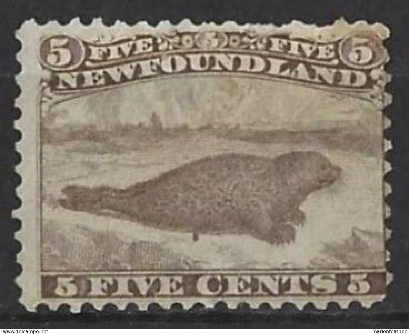 CANADA.." NEWFOUNDLAND.."...QUEEN VICTORIA..( 1837-01..)...." 1865.."....5c......BROWN SEAL....DISCRIPTION BELOW... - 1865-1902