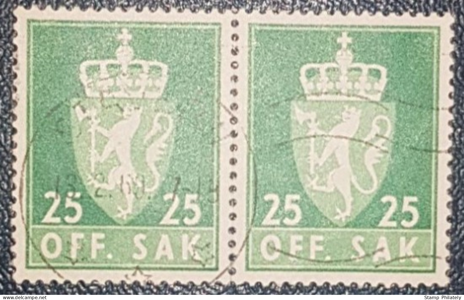Norway Used Pair Postmark Stamps 25 - Service
