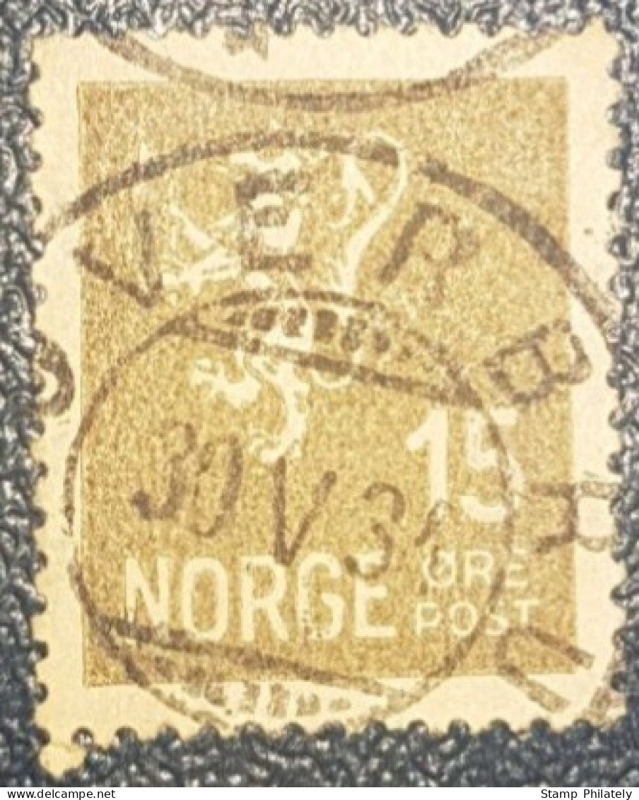 Norway Lion 15 Used Classic Postmark Stamp - Usati