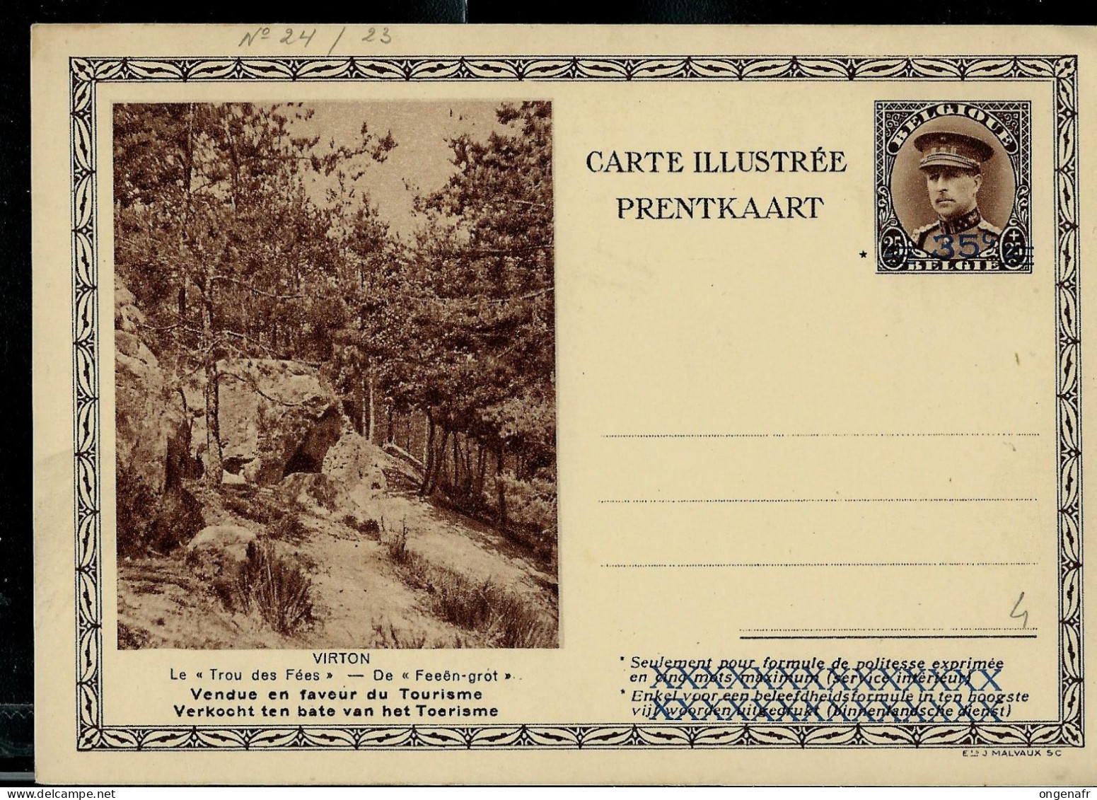 Carte Illustrée Neuve N° 24. Vue : 23 ( VIRTON - Le Trou Des Fées  ) - Cartes Postales 1934-1951