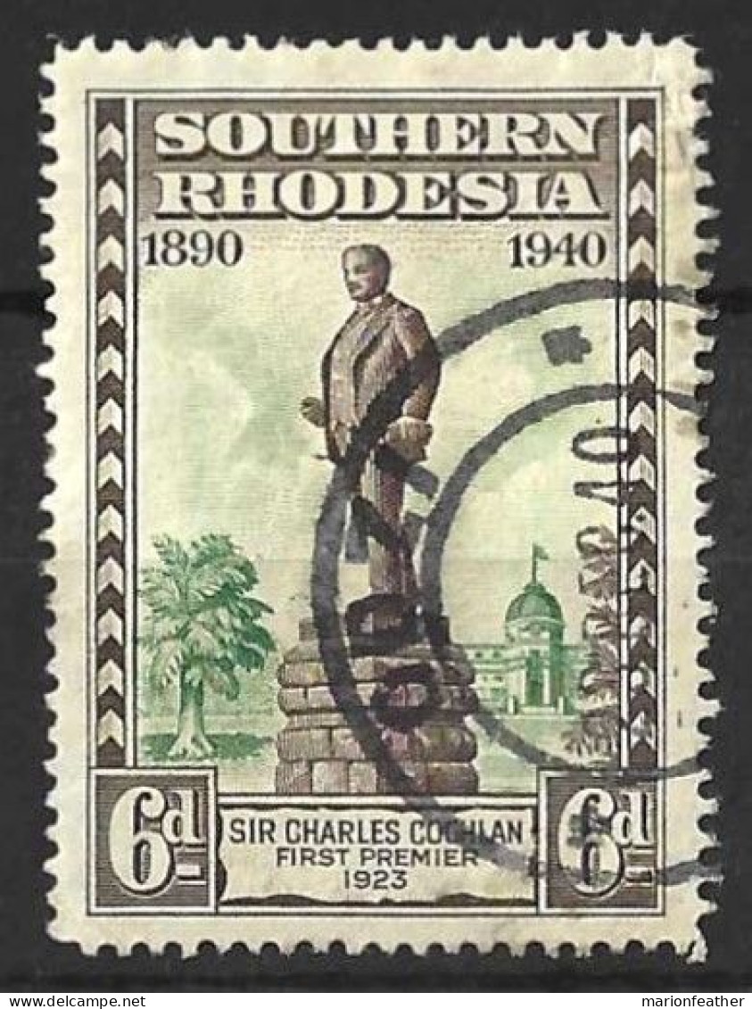SOUTHERN RHODESIA...KING GEORGE VI..(1936-52.)...." 1940.."....JUBILEE ...6d....GOOD OD21 POSTMARK...CORNER FAULT... - Southern Rhodesia (...-1964)