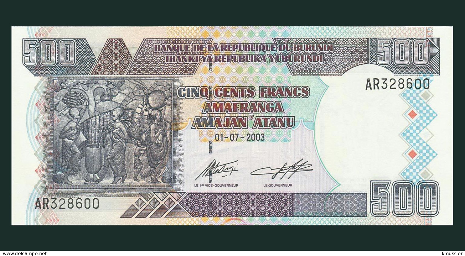 # # # Banknote Burundi 500 Francs 2003 (P-38) UNC # # # - Burundi