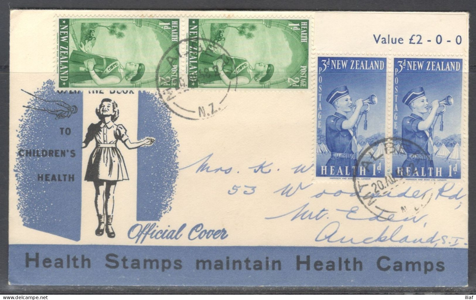 New Zealand. FDC Sc. B54-B55.   Health Stamps 1958.   FDC Cancellation On Cachet FDC Envelope - FDC