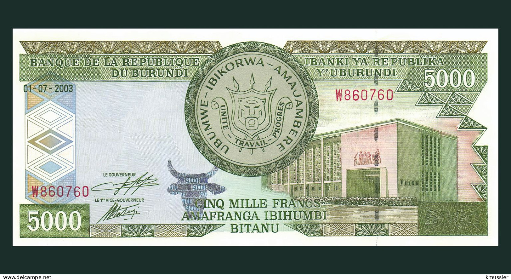 # # # Banknote Burundi 5.000 Francs 2003 (P-42) UNC # # # - Burundi