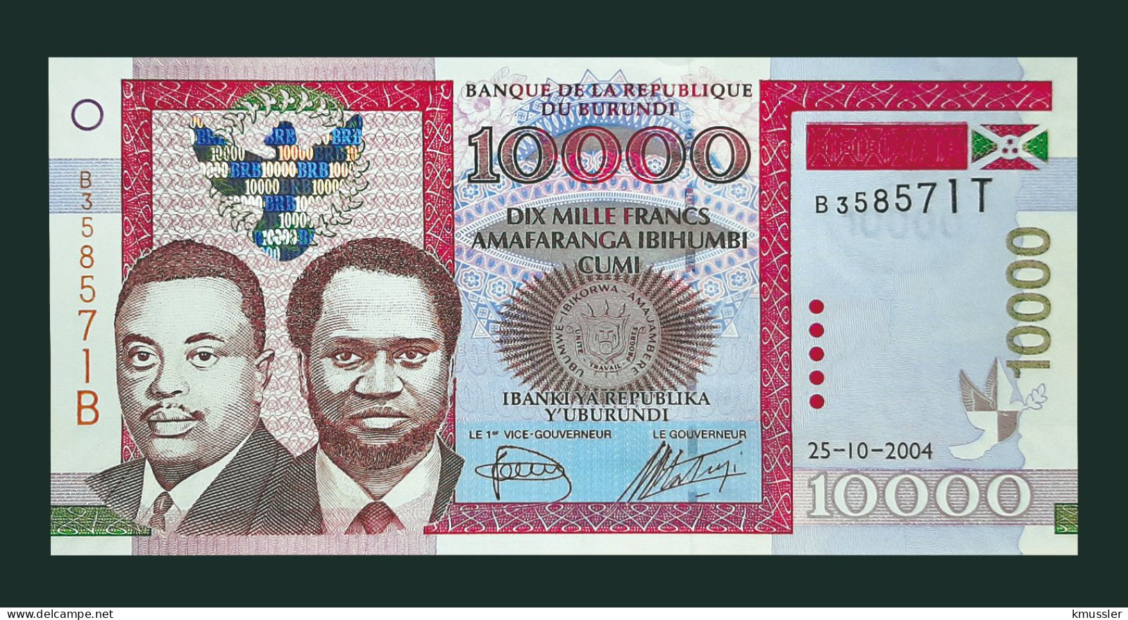 # # # Banknote Burundi 10.000 Francs 2004 (P-43) UNC # # # - Burundi