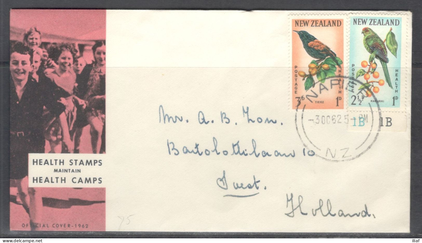 New Zealand. FDC Sc. B63-B64.   Health Stamps 1962. Birds   FDC Cancellation On Cachet FDC Envelope - FDC
